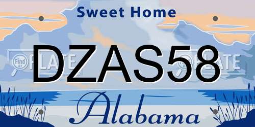 DZAS58 Alabama License Plate