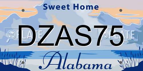 DZAS75 Alabama License Plate