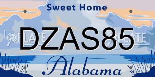 DZAS85 Alabama License Plate