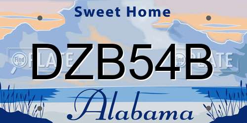 DZB54B Alabama License Plate