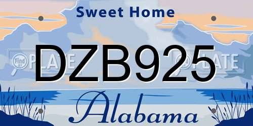 DZB925 Alabama License Plate