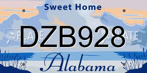 DZB928 Alabama License Plate