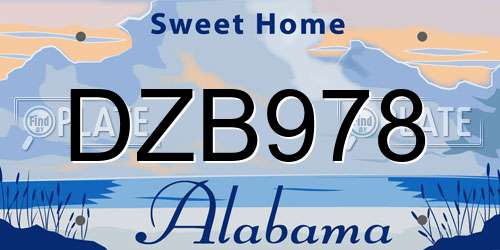 DZB978 Alabama License Plate