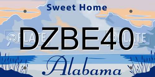 DZBE40 Alabama License Plate