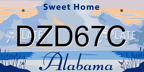 DZD67C Alabama License Plate
