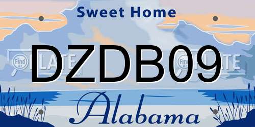 DZDB09 Alabama License Plate