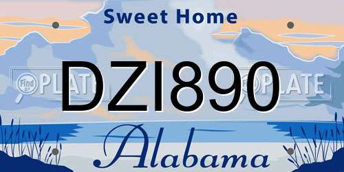 DZI890 Alabama License Plate