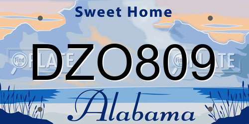 DZO809 Alabama License Plate