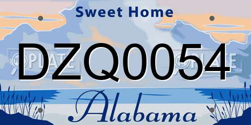 DZQ0054 Alabama License Plate