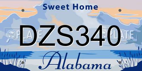DZS340 Alabama License Plate