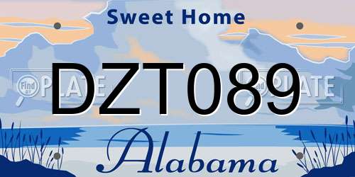 DZT089 Alabama License Plate