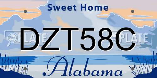 DZT58C Alabama License Plate