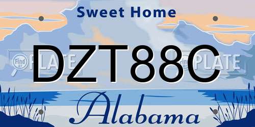 DZT88C Alabama License Plate