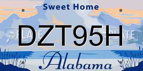 DZT95H Alabama License Plate