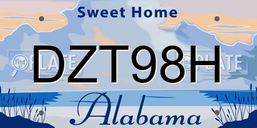 DZT98H Alabama License Plate