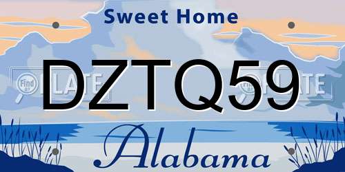 DZTQ59 Alabama License Plate