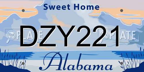 DZY221 Alabama License Plate