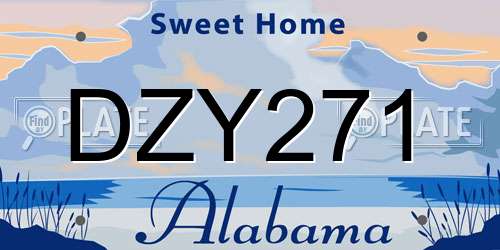 DZY271 Alabama License Plate