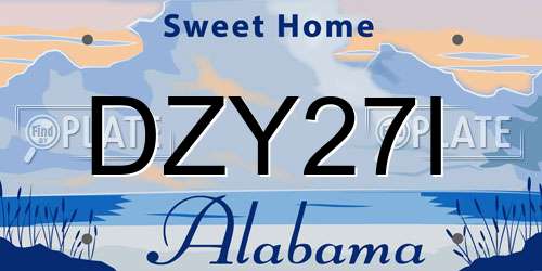DZY27I Alabama License Plate