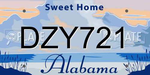 DZY721 Alabama License Plate