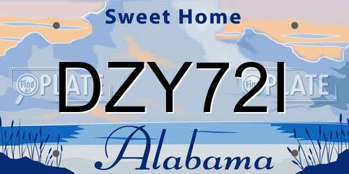 DZY72I Alabama License Plate