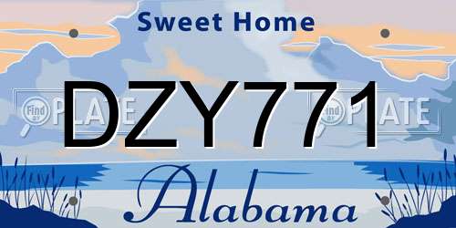DZY771 Alabama License Plate