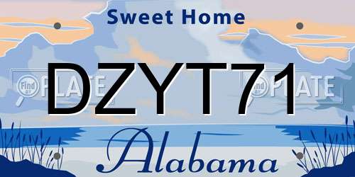 DZYT71 Alabama License Plate