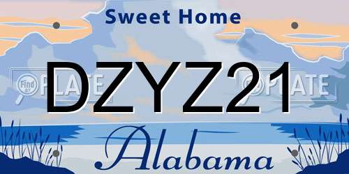 DZYZ21 Alabama License Plate