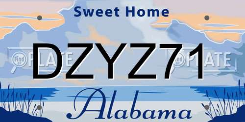 DZYZ71 Alabama License Plate