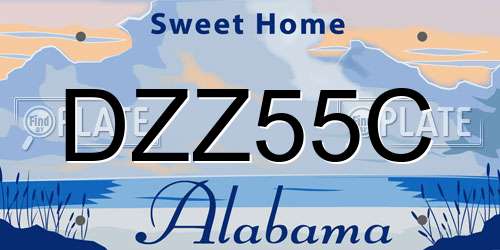 DZZ55C Alabama License Plate