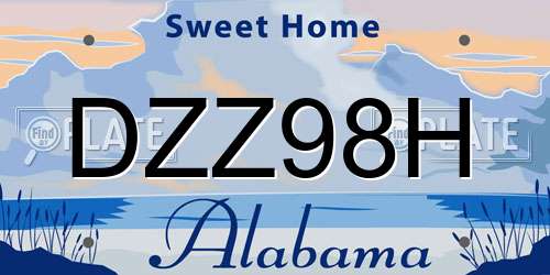DZZ98H Alabama License Plate