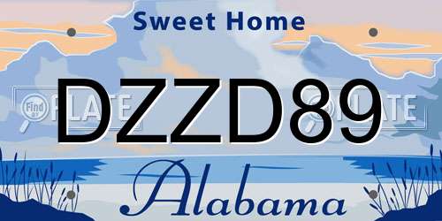 DZZD89 Alabama License Plate