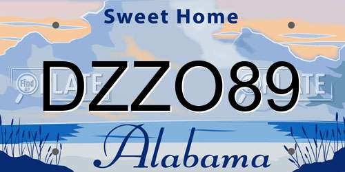 DZZO89 Alabama License Plate