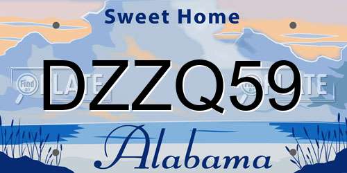 DZZQ59 Alabama License Plate
