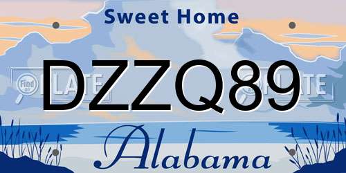 DZZQ89 Alabama License Plate