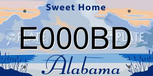 E000BD Alabama License Plate
