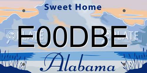 E00DBE Alabama License Plate