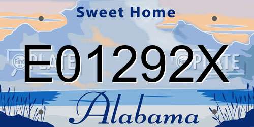 E01292X Alabama License Plate