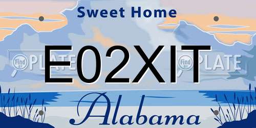 E02XIT Alabama License Plate
