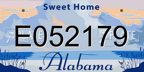 E052179 Alabama License Plate
