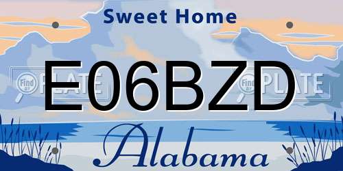 E06BZD Alabama License Plate