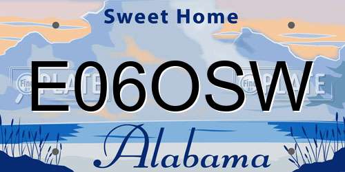 E06OSW Alabama License Plate