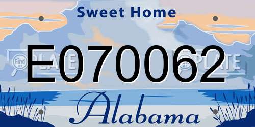 E070062 Alabama License Plate