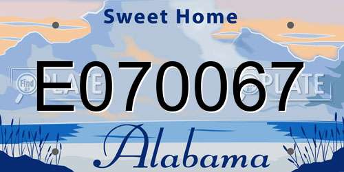 E070067 Alabama License Plate