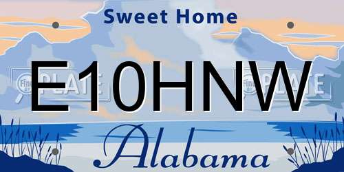 E10HNW Alabama License Plate