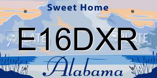 E16DXR Alabama License Plate