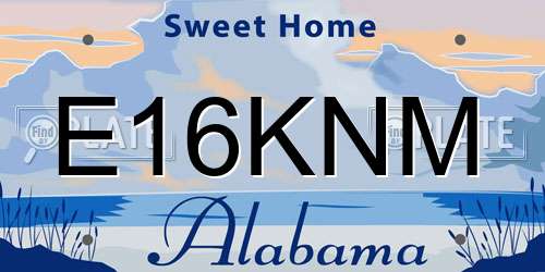 E16KNM Alabama License Plate