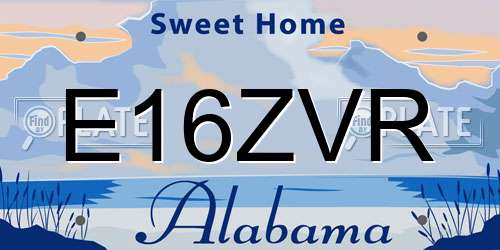 E16ZVR Alabama License Plate