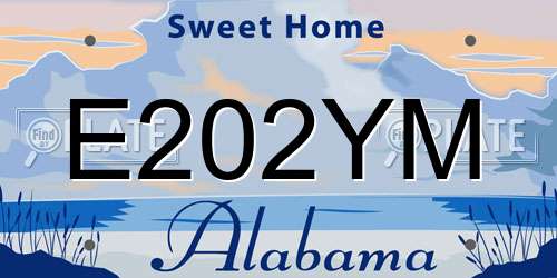 E202YM Alabama License Plate