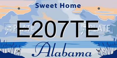 E207TE Alabama License Plate